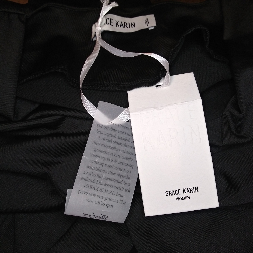 Grace Karin 2X Black Ruched Bodycon Cocktail/Special Occasion Little Black Dress - Picture 6 of 9